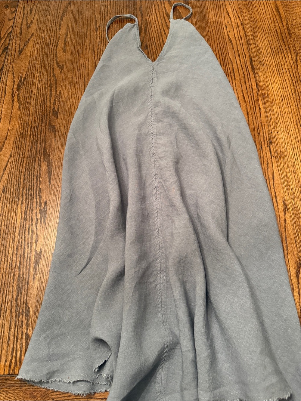 BIANKALÚ Blue Gray Linen Blend Open Back Tie Slip Midi Dress - Picture 6 of 11